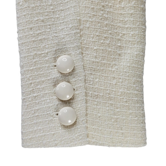 Talbots Blazer Size 8 Cream Wool Blend Nubby Pockets 3/4 Sleeve 6 Button Lined - Picture 5 of 12